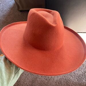 Elegant Rust Women's Wide Brim Hat